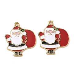 Santa Claus 304 нержавеющей стальной эмали подвески, прелести рождественской тематики, ионное покрытие (ip), реальный 18 k позолоченный, Дед Мороз, 27x24x2 мм, отверстие : 1.6 мм