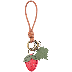 Клубника 1подвеска из искусственной кожи, литыми кольцами, для украшения сумки, клубника, 166 мм