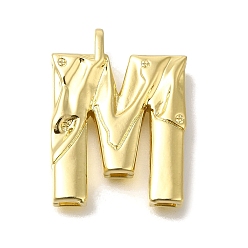 Letter M Стойки обшивки латунные подвески, долговечный, без кадмия и без свинца, реальный 18 k позолоченный, Буква М, 26.5x20x4.5 мм, отверстие : 2.5x2.8 мм