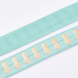 Бирюза Плоский эластичный шнур, узор ананаса, бирюзовые, 15~16x1 мм, около 3.28 ярдов (3 м) / рулон