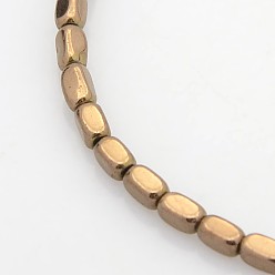 Copper Plated Electroplate Non-magnetic Synthetic Hematite Beads Strands, Cuboid, Copper Plated, 4x2x2mm, Hole: 1mm, about 119pcs/strand, 15.7 inch