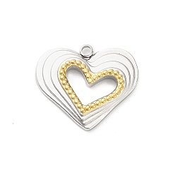 Сердце 304 подвески из нержавеющей стали, золотые и нержавеющая сталь цвет, сердце, 15.5x18x2.5 мм, отверстие : 1.6 мм