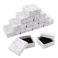Белый Дым Картонные коробки ювелирных изделий, с губкой внутри прокладки, квадратный, для юбилеев, свадьбы, Дни рождения, мраморная текстура, серый, 3-1/2x3-1/2x1-1/8 дюйм (9x9x3 см)