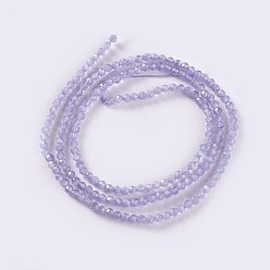 Medium Slate Blue Glass Beads Strands, Faceted, Round, Medium Slate Blue, 2x2mm, Hole: 0.4mm, about 193~197pcs/strand, 14.17 inch~15.51 inch(36~39.4cm)
