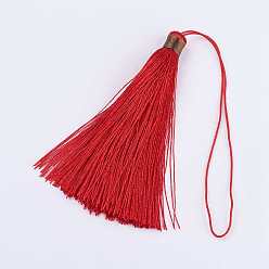 Red Nylon Thread Tassel Big Pendant Decorations, Red, 95x10mm