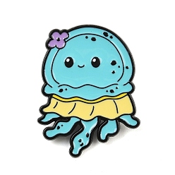 Jellyfish Эмалированные значки с морскими животными, Черные металлические застежки для значков на лацкан для рюкзака или одежды, медуза, 31.5x24.5 мм