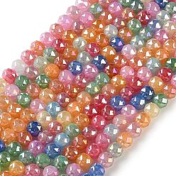 (52) Непрозрачная лаванда Гальванические стекляныне бусины, имитация нефрита, круглые, с покрытием AB цвета, граненые, разноцветные, 10 мм, отверстие : 1.4 мм, около 41 шт / нитка, 15.16'' (38.5 см)