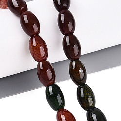 Saddle Brown Natural Agate Beads Strands, Dyed, Rice, Saddle Brown, 11.5~12.5x7.5~8.5mm, Hole: 1~1.2mm, about 31~33pcs/strand, 14.57~15.35 inch(37~39cm)
