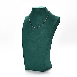 Темно-серый Деревянный бюст, покрытый подставками для ожерелий из микрофибры, темно-серый, 12x20.5x34 см