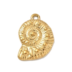 Oro 304 colgantes de acero inoxidable, dijes en forma de concha en espiral, dorado, 22.5x16x2.5 mm, agujero: 1.6 mm