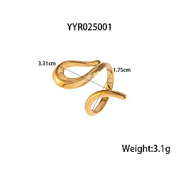 Настоящее золото 18K 304 Кольца-манжеты в форме змеи из нержавеющей стали для женщин, реальный 18 k позолоченный, 33.1 мм, размер США 7 1/4 (17.5 мм)