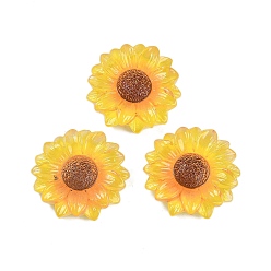 Золотистый Кабошоны из смолы серии «цветок», подсолнечник, золотые, 25.5x7 мм