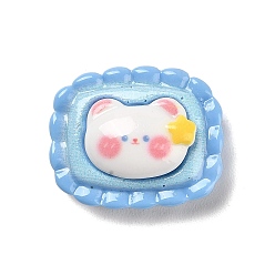 Light Sky Blue Opaque Resin Cabochons, Cartoon Sleeping Bear, Light Sky Blue, 20x24x9.5mm