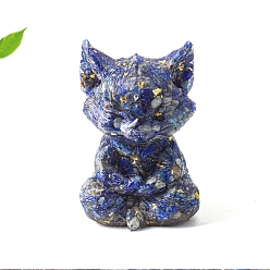 Ляпис-Лазурь Статуя лисы для медитации, вырезанная из смолы, украшение для дома, фигурки фэн-шуй из драгоценных камней insdie, 64x60x98 мм