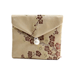 Бледно-Золотистый Мешочки для хранения ювелирных изделий с тканевой вышивкой и цветами, сумки-конверты, для браслетов, , прямоугольные, бледно золотарник, 7x8 см