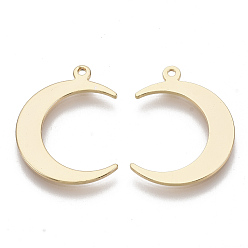Настоящее золото 18K Латунные подвески, без никеля , луна, реальный 18 k позолоченный, 22x16.5x1 мм, отверстие : 1.2 мм