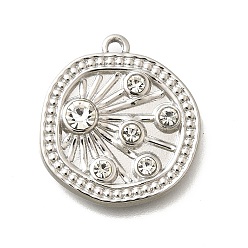Нержавеющая Сталь Цвет 304 подвески из нержавеющей стали, со стразами, солнце, цвет нержавеющей стали, 21.5x19.5x3.5 мм, отверстие : 1.5 мм