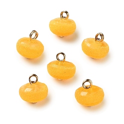 Желтый Сплав и бархатные подвески, с акриловой, рондель прелести, золотые, желтые, 11x10 мм, отверстие : 2.5 мм
