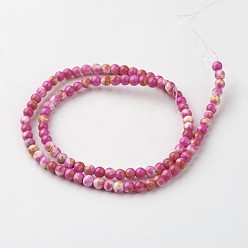Hot Pink Natural White Jade Bead Strands, Round, Dyed, Hot Pink, 4mm, Hole: 1mm, about 104pcs/strand, 15.7 inch(400mm)