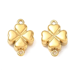 Trébol 304 cierres magnéticos de acero inoxidable, trébol de cuatro hojas, real 18 k chapado en oro, trébol, 15x40x5 mm, agujero: 1.1 mm