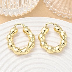 Oro Pendientes de aro de latón para las mujeres, rondo, dorado, 35x28.5x6 mm