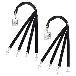 Черный 2шт бархатные закладки с одной лицевой стороной, Сплав с подвесками, религия крест, чёрные, 380 мм