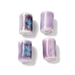 Лиловый Фарфоровые бусины ручной работы, колонка, фантазии античного стекла фарфора, сирень, 10~11x6.5~7 мм, отверстие : 2~2.2 мм