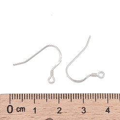 Silver 925 Sterling Silver Earring Hooks, with 925 Stamp, Silver, 16x20x1.3mm, Hole: 1.5mm, 24 Gauge, Pin: 0.5mm