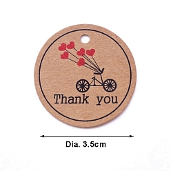 Сердце 100 круглые подарочные бирки из крафт-бумаги со словом «спасибо», Перу, сердце, 3.5 см, 100 шт / пакет
