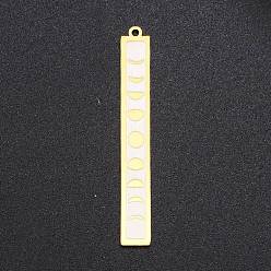 Золотой 201 подвески из нержавеющей стали, лазерная резка, бар с фазой луны, золотые, 45x6x1 мм, отверстие : 1.4 мм