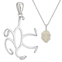 Platinum 1Pc 925 Sterling Silver Pendant Cabochon Settings, Nuggets Charms, with 1Pc Suede Fabric Square Silver Polishing Cloth, Platinum, 26.5x16.5x10mm, Hole: 4x2.5mm