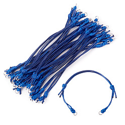 Midnight Blue 20Pcs Adjustable Korean Waxed Polyester Cord Bracelet Making, 304 Stainless Steel Jump Rings, Stainless Steel Color, Midnight Blue, 9-1/4 inch(23.5cm)