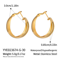 Настоящее золото 18K Серьги из 304 нержавеющей стали, реальный 18 k позолоченный, 30x8.5 мм