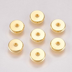 Настоящее золото 18K 201 из нержавеющей стали разделительные бусины, плоско-круглые, реальный 18 k позолоченный, 8x2 мм, отверстие : 2 мм