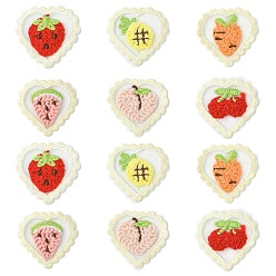 (52) Непрозрачная лаванда 30 шт. 6 стили сердце компьютерная вышивка ткань приклеиваемые/пришивные заплатки, аксессуары для костюма, аппликация, разноцветные, 40~42x40~41x2 мм, 5 шт / стиль