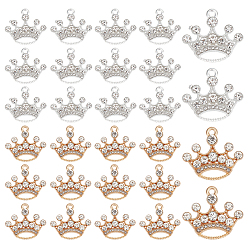 (52) Непрозрачная лаванда 32шт 2 цветной сплав подвески со стразами, корона, разноцветные, 22.5x25.5x3.5 мм, отверстие : 1.8 мм, 16 шт / цвет