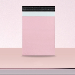 Pink Однотонные прямоугольные пластиковые самоклеящиеся упаковочные пакеты из полиэтилена, розовые, 37x25.5 см, 100 шт / комплект
