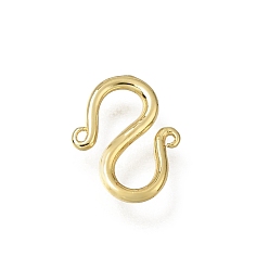 Golden Brass S-Hook Clasps, Rack Plating, Golden, 12x7x1.2mm