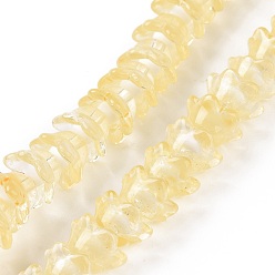 Светло-хаки Прозрачные стеклянные бусины, цветок, светлый хаки, 11~12x7.5~8 мм, отверстие : 1.4 мм, около 50 шт / нитка, 11.42'' (29 см)