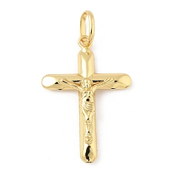 Настоящее золото 18K Пересекают латунные подвески, стойки покрытие, долговечный, без кадмия и без свинца, с целью перехода в кольце, реальный 18 k позолоченный, 45x30.5x6 мм, отверстие : 9.5x6.5 мм