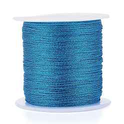 Dodger Blue Polyester Braided Metallic Thread, for DIY Braided Bracelets Making and Embroidery, Dodger Blue, 0.4mm, 6-Ply, about 54.68 yards(50m)/roll