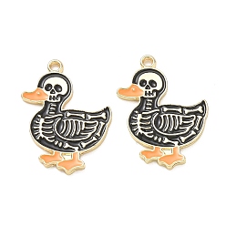Duck Skull Alloy Enamel Pendants, Golden, Duck Charms, 29.5x22x1.6mm, Hole: 1.8mm