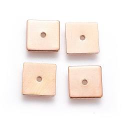 Розовое Золото Ионное покрытие (ip) 304 распорные втулки из нержавеющей стали, квадратный, розовое золото , 8x8x0.8 мм, отверстие : 1.1 мм