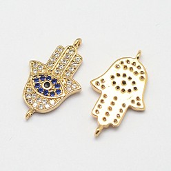 Настоящее золото 18K Пальмовые латунь микро проложить класс Aaa кубического циркония ссылки, без кадмия, без никеля и без свинца, реальный 18 k позолоченный, 18x11x1.5 мм, отверстие : 1 мм