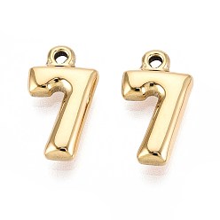 Настоящее золото 18K Ионное покрытие (ip) 304 подвески из нержавеющей стали, число 7, реальный 18 k позолоченный, 17x9.5x3 мм, отверстие : 1.4 мм
