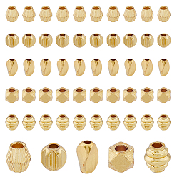 Золотой 100шт 5 стиль стойка покрытие латунные бусины, долговечный, колонна и биконус и рондель и многоугольник и витая труба, золотые, 3~5x3~4x3~3.5 мм, отверстие : 1.4~1.6 мм, 20 шт / стиль