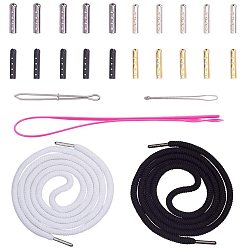 Mixed Color DIY Making Sets, with Polyester Cord, DIY Shoelaces Head Repair, Plastic Elastic Threaders Wear Elastic Band Tool and Iron Sewing Needle Devices, Mixed Color, 22x5x6.5mm, Hole: 1mm