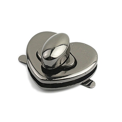 Черный Цвет Металла Замки для кошельков из сплава, принадлежности для изготовления женских сумок, сердце, металлический черный , 2.6x3 см