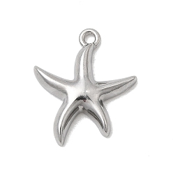 Морская звезда Тема морских организмов 304 подвески из нержавеющей стали, цвет нержавеющей стали, морская звезда, 14x11.5x2.5 мм, отверстие : 1 мм