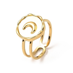 Настоящее золото 18K 304 настройки кольца открытой манжеты из нержавеющей стали, плоский круглый и лунный, реальный 18 k позолоченный, размер США 6 1/2 (16.9 мм), 5 мм